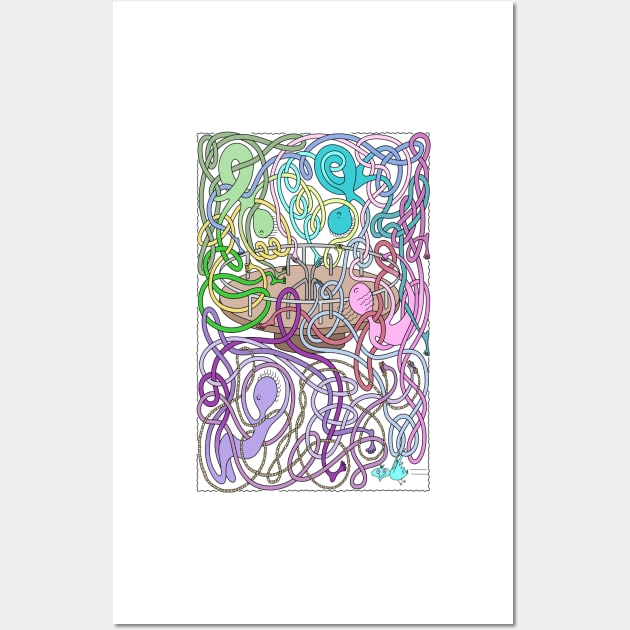 Mr Squiggly Merry-Go-Round Wall Art by becky-titus